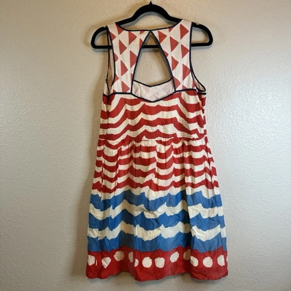 VTG Anthropologie Dress We Love Vera S Striped Pinup Nautical July Americana USA